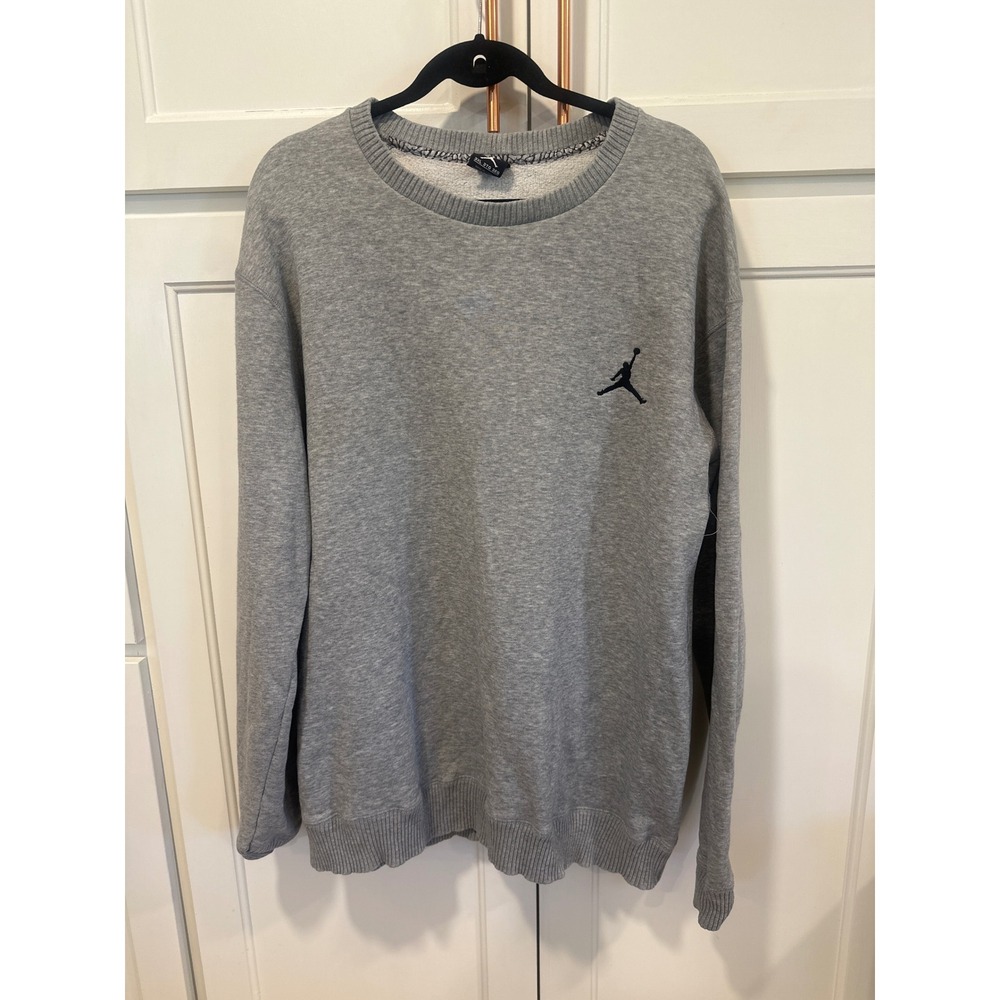 Jordan Brand Mens 3XL Gray Jumpman Crewneck Sweatshirt Raglan Heather Gray read
